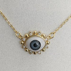 Sparkly 3D Rhinestone Evil Eye Necklace